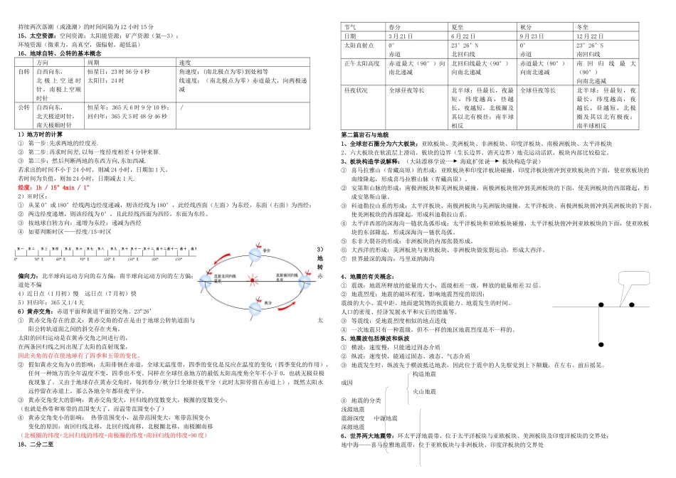 2025年上海会考高一地理上册知识点整理解析_第2页