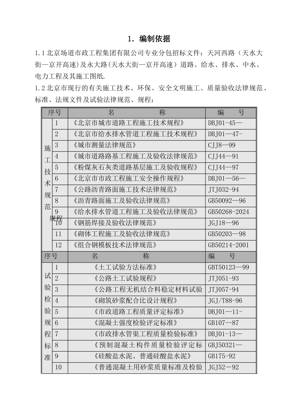 永大路道路、雨水、污水、给水、中水、电力工程施工组织设计_第1页