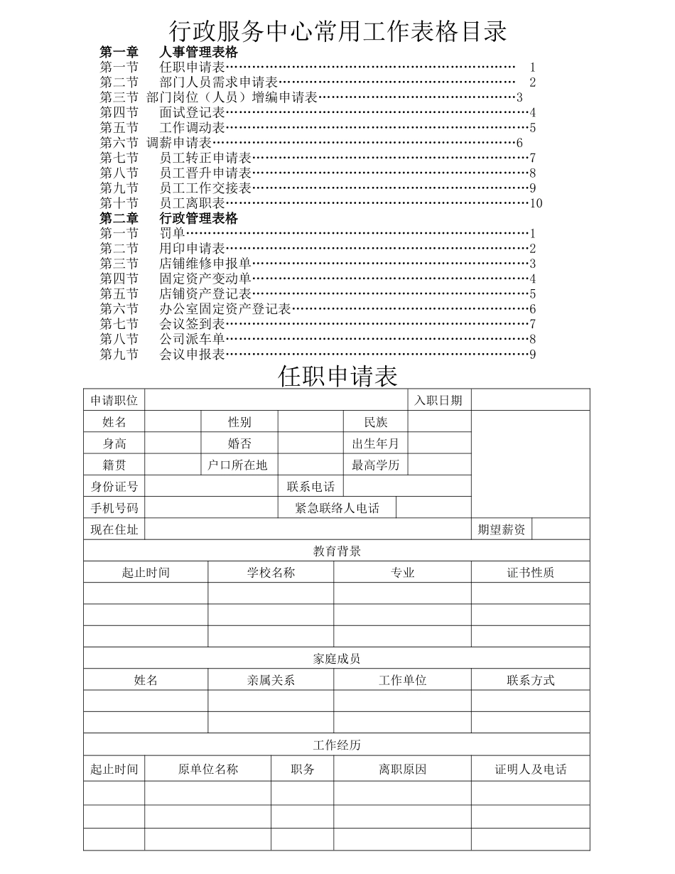 永威行政人事部常用工作表格_第1页