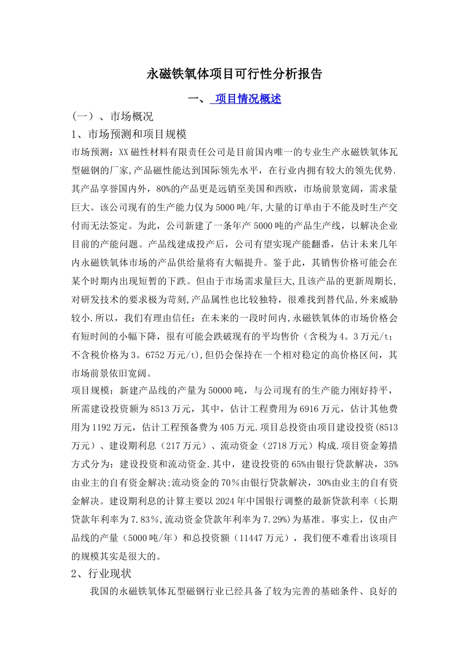 永磁铁氧体项目可行性分析报告_第2页