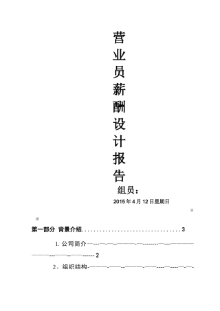 永辉超市营业员薪酬设计报告