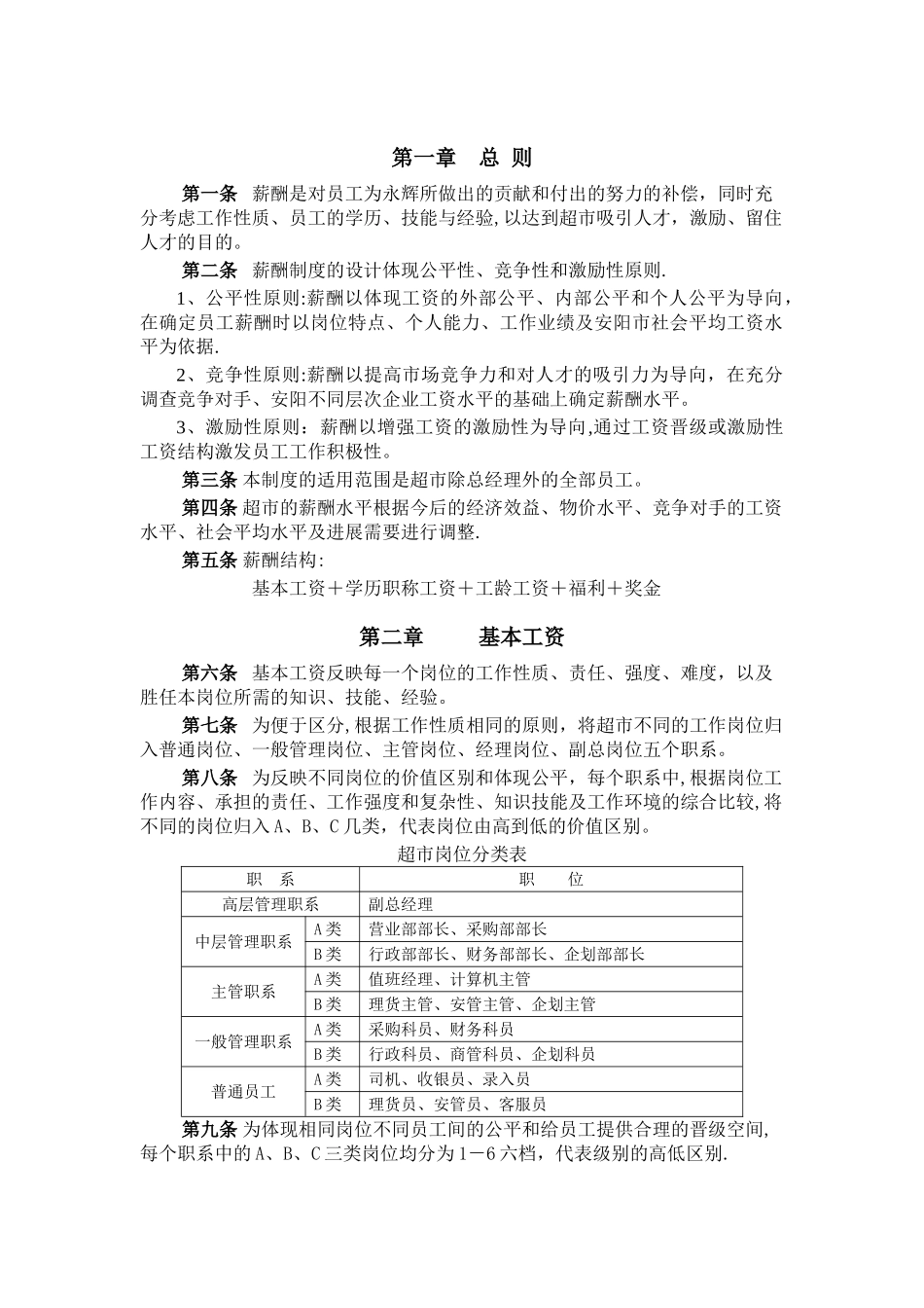 永辉超市薪酬管理制度_第2页
