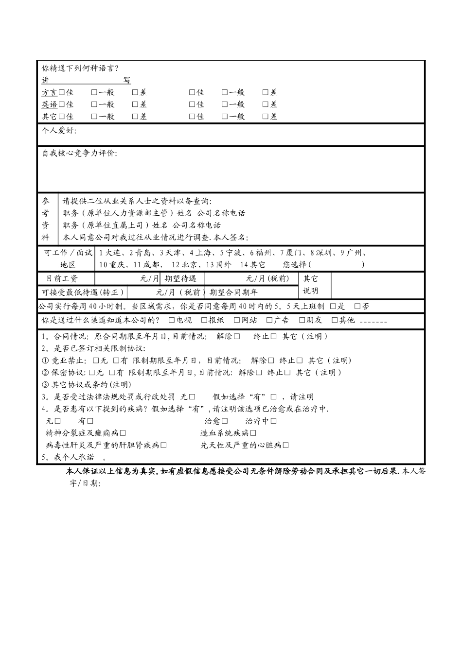 求职申请表范例_第2页