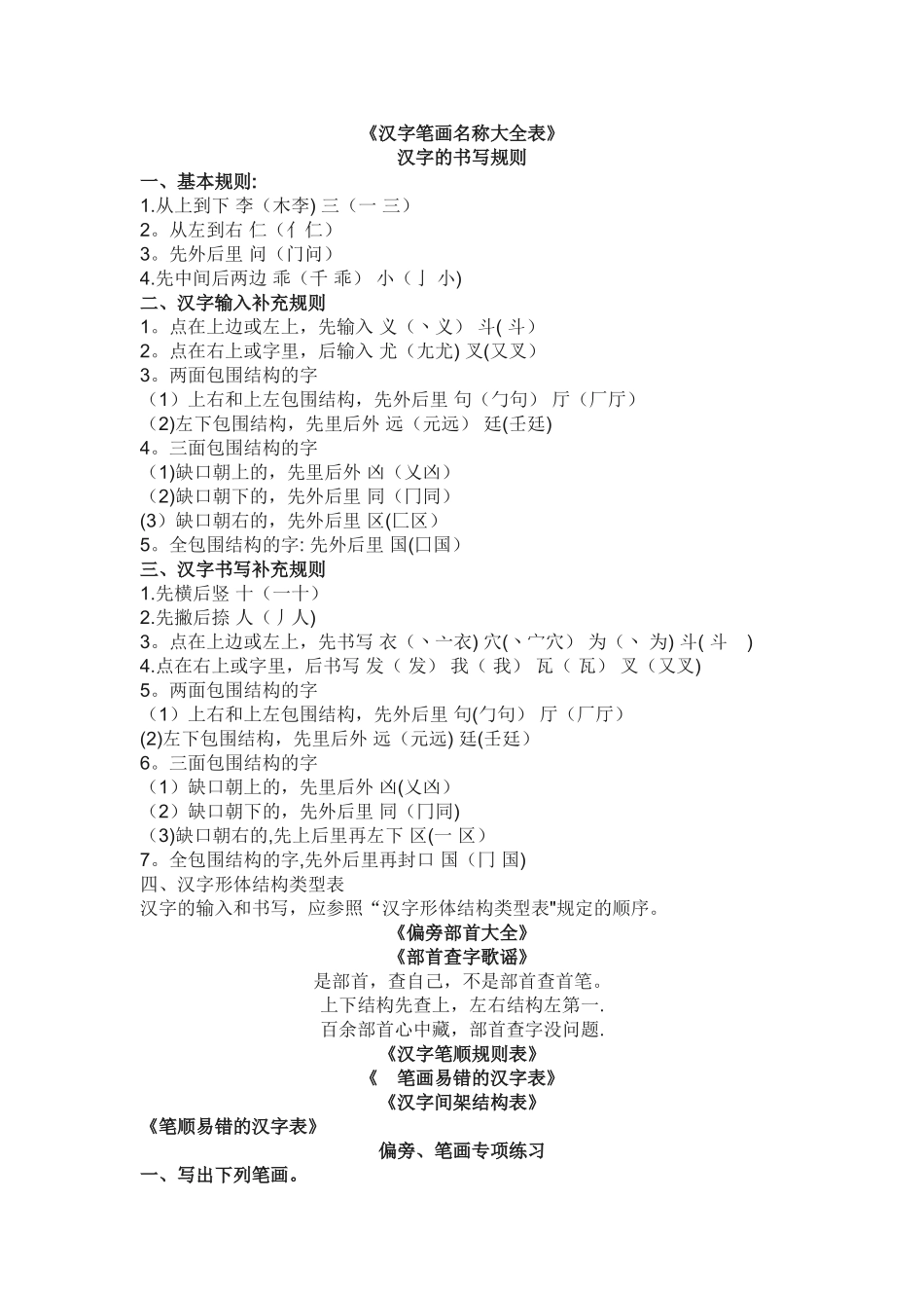 汉字笔画名称大全表_第1页