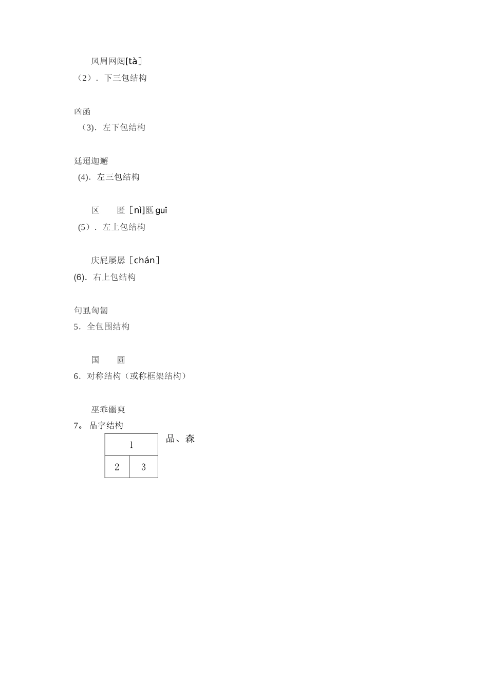 汉字结构类型图示表_第2页
