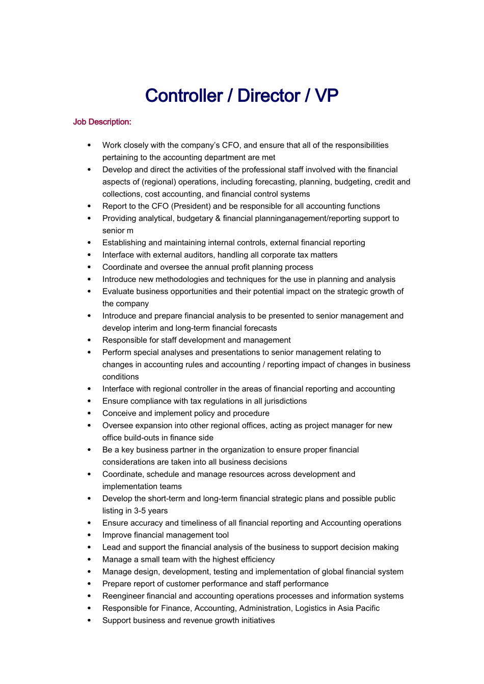 2025年咨询全套职位描述_第1页