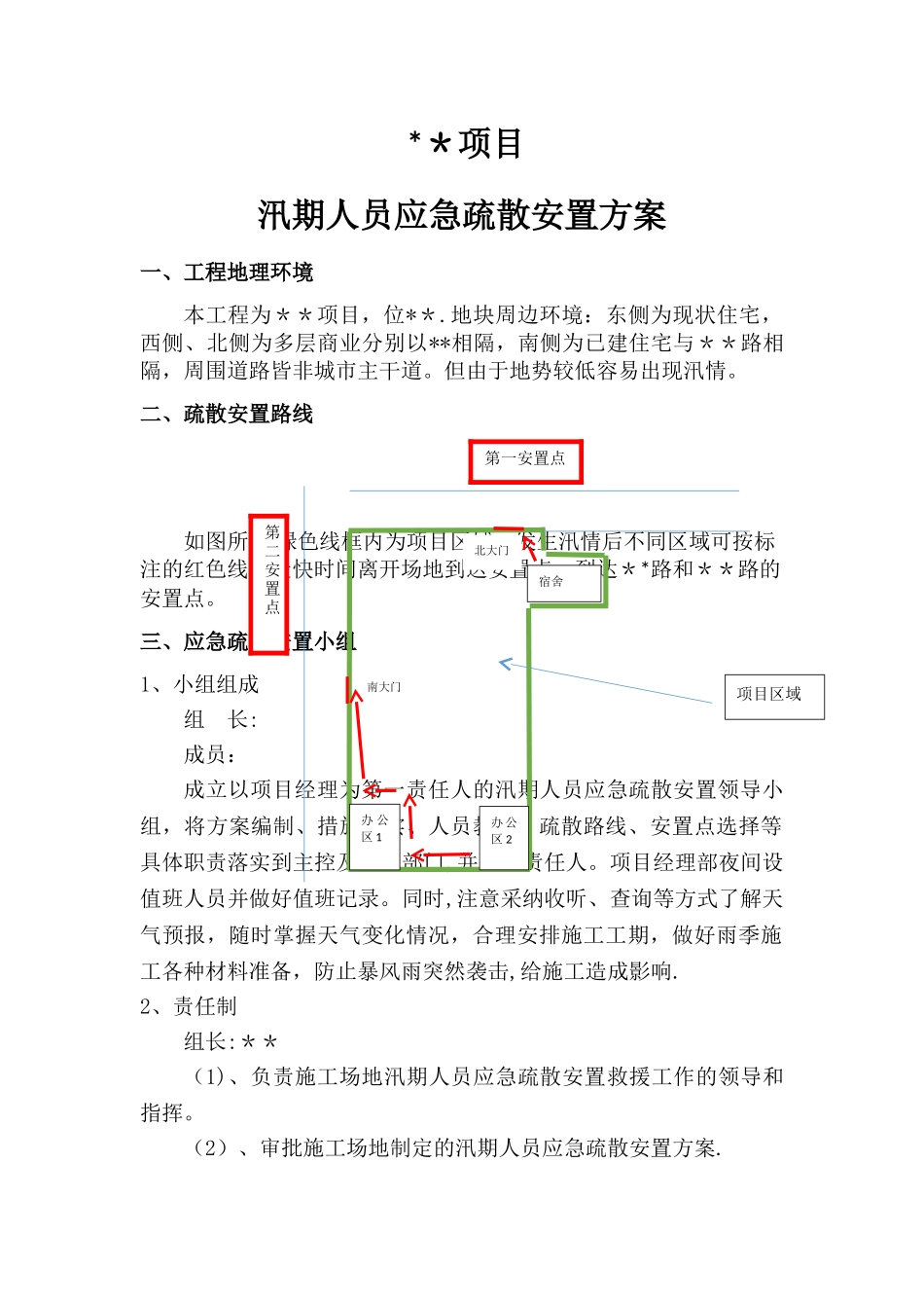 汛期人员应急疏散安置方案_第1页