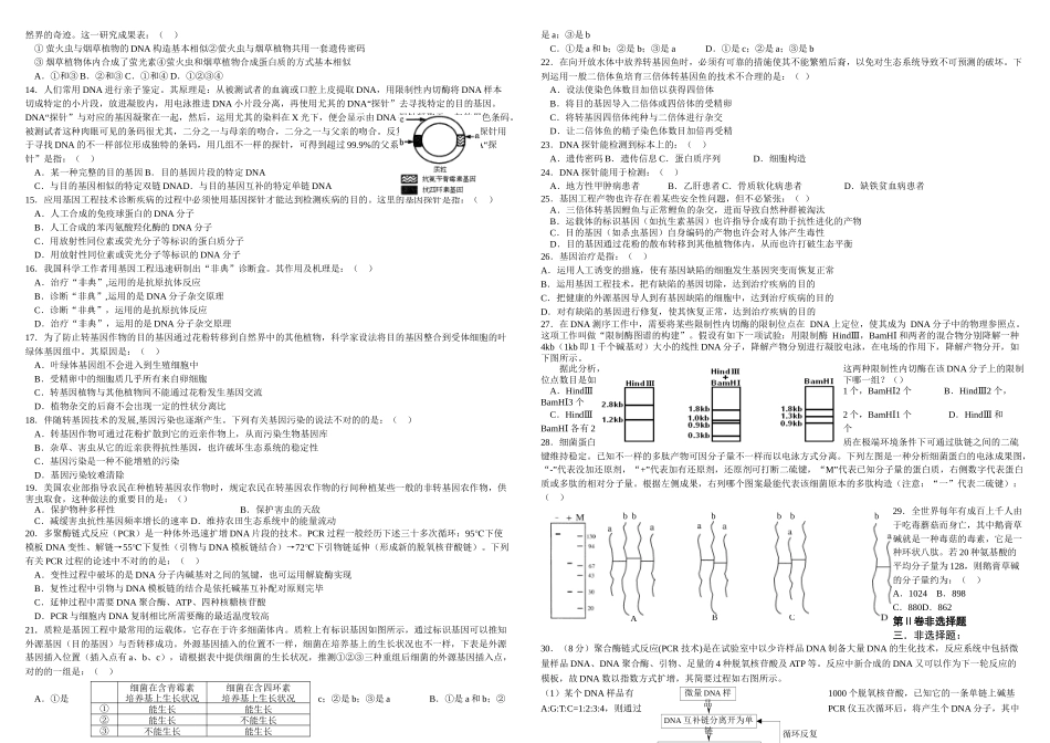 2025年人教生物选修三基因工程知识点及习题_第2页