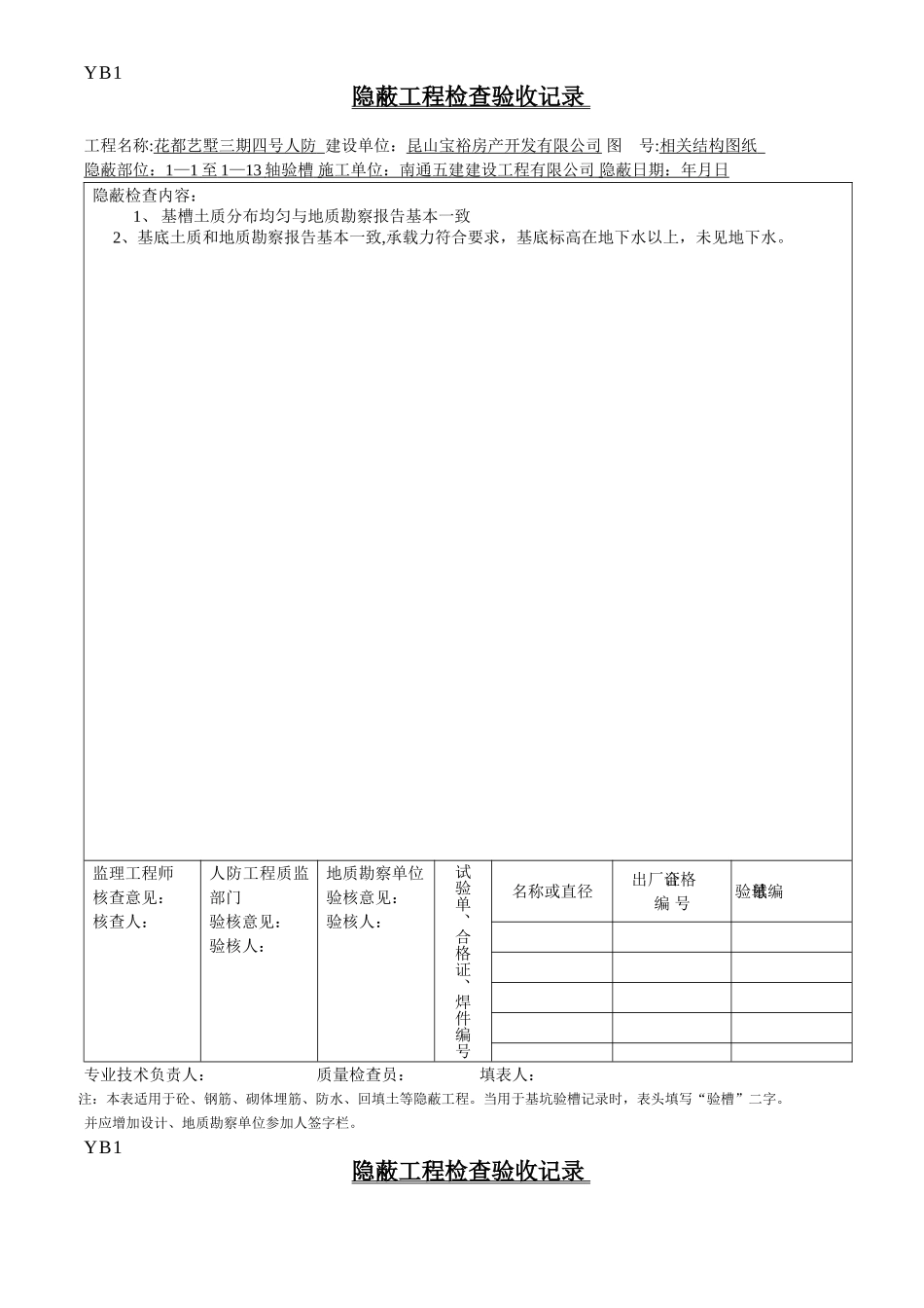 江苏人防隐蔽工程检查验收记录_第1页