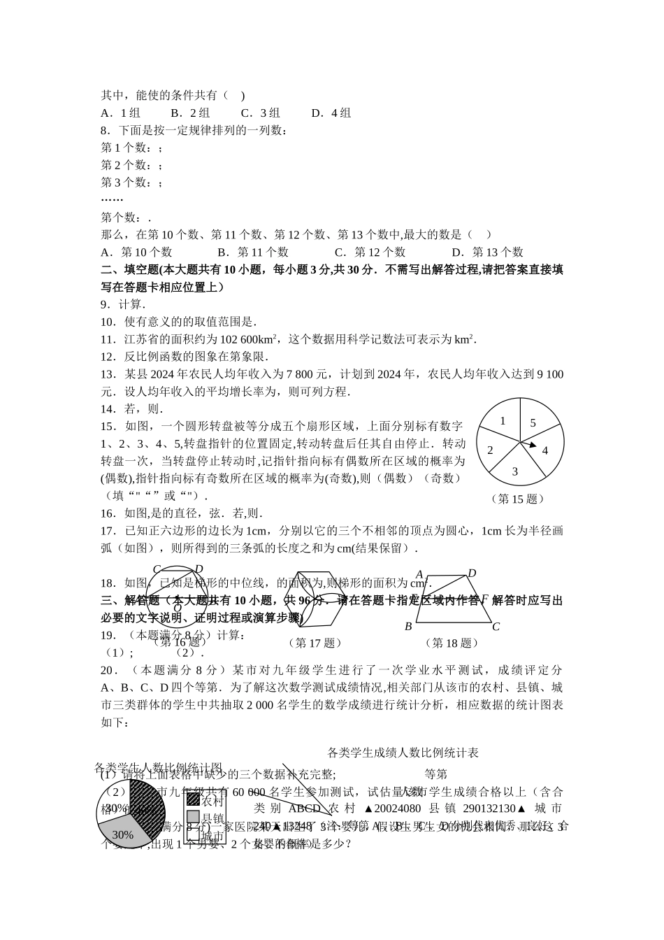 江苏扬州市中考数学试卷及答案_第2页