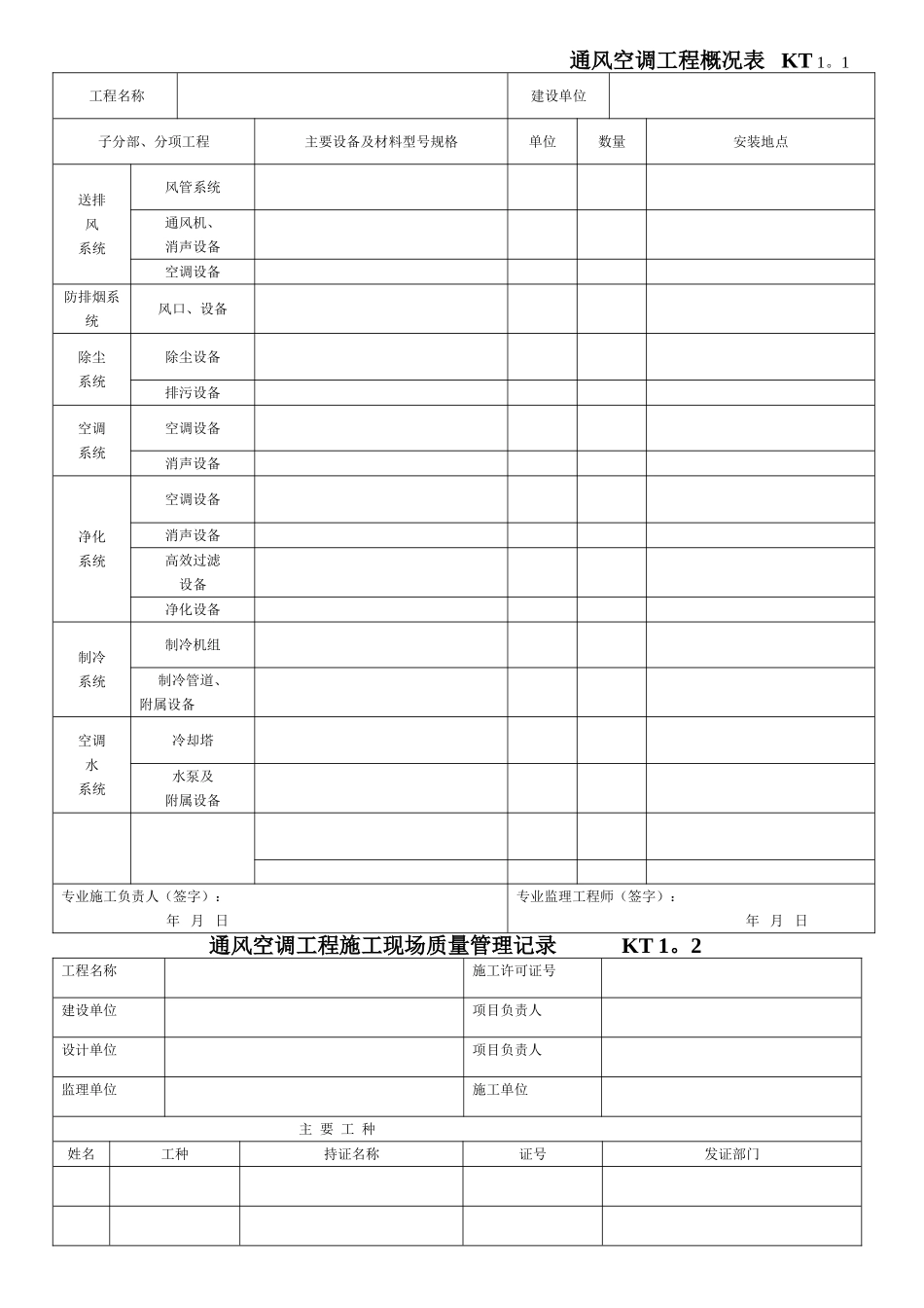 江苏暖通工程竣工验收表格_第1页