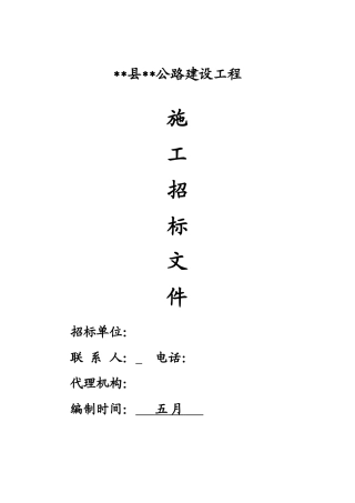 2025年大水县四级公路工程施工招标文件