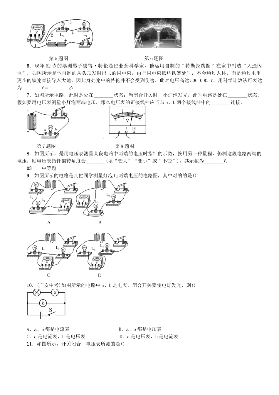 2025年广东专用版019九年级物理全册第十六章第1节电压习题新版新人教版_第2页
