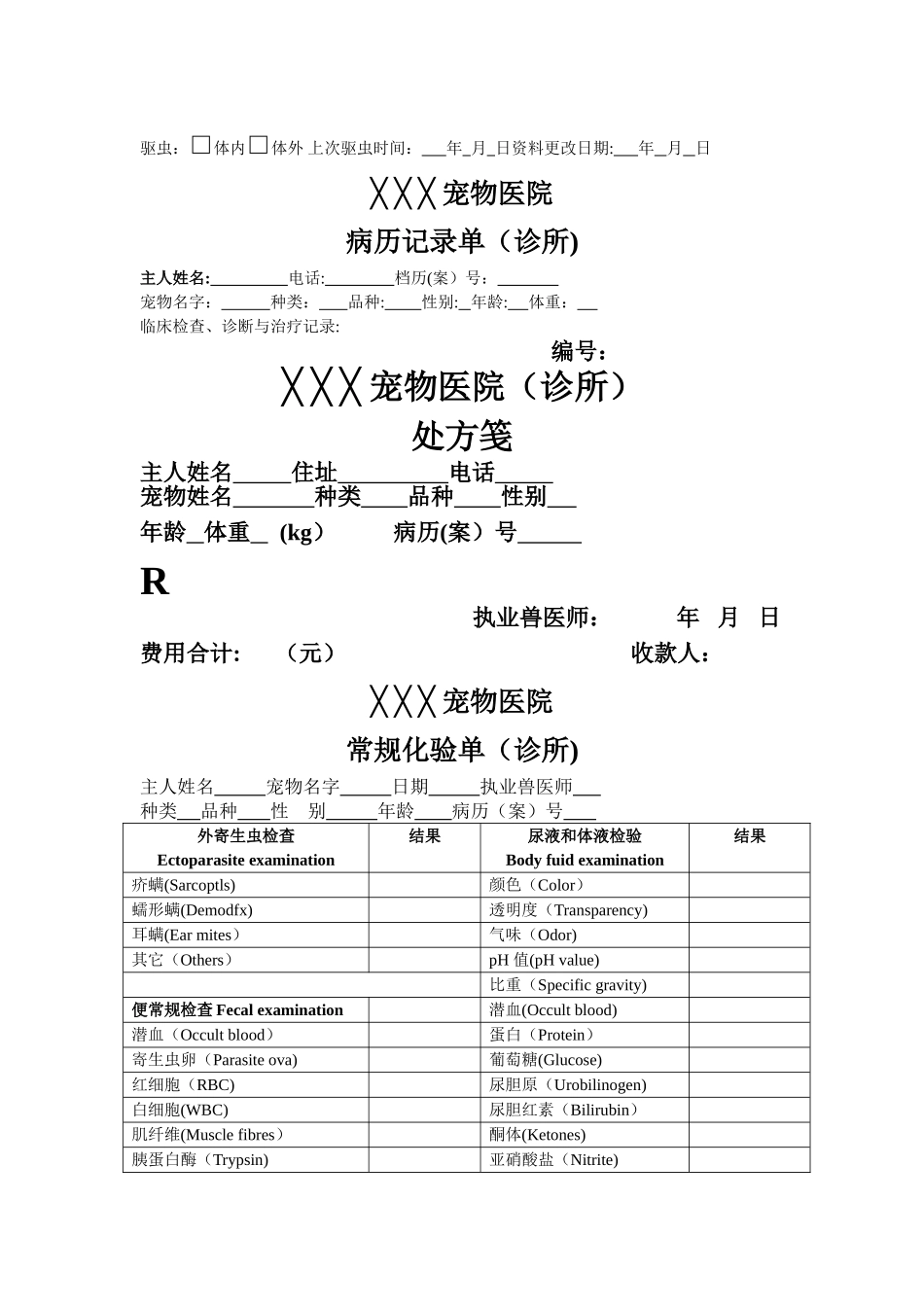 江苏省宠物诊疗机构规范化管理常用表格样式_第2页