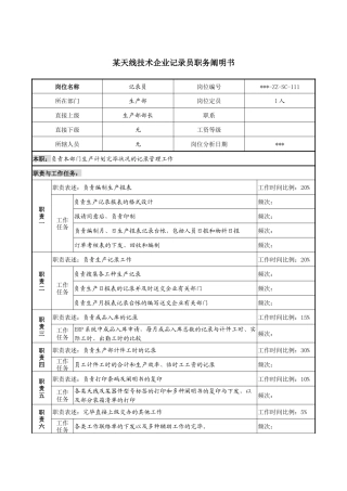 2025年天线技术企业统计员职务说明书