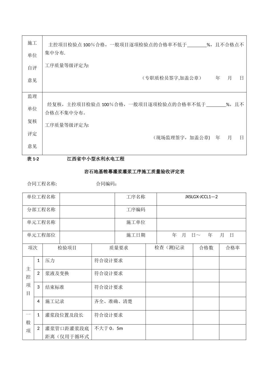 江西省中小型水利水电工程单元工程施工质量验收评定表第1册_第3页