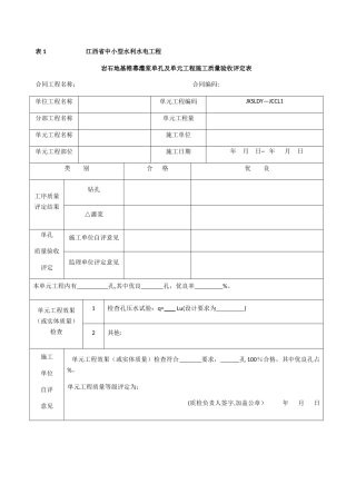 江西省中小型水利水电工程单元工程施工质量验收评定表第1册