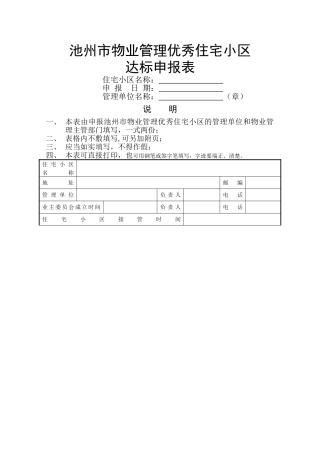 池州市物业管理优秀住宅小区