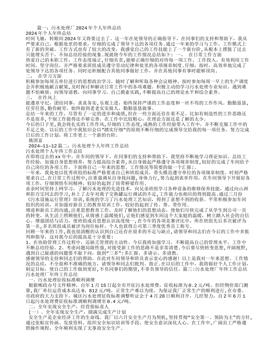 污水处理个人年终工作总结_第1页