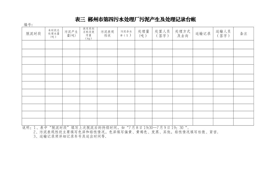 污水处理厂台帐和原始记录表格格式_第3页