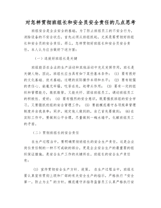 2025年对如何落实班组长和安全员安全责任的几点思考