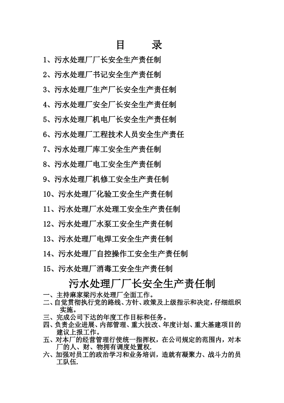 污水处理厂岗位责任制_第1页