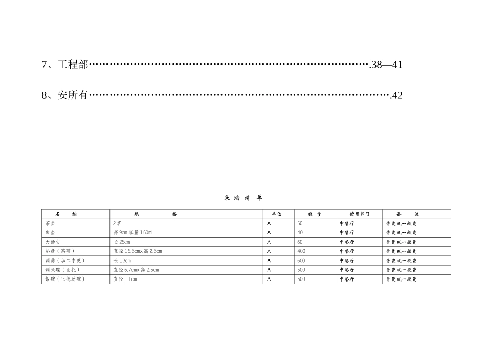 2025年国际酒店八个部门采购清单明细_第2页