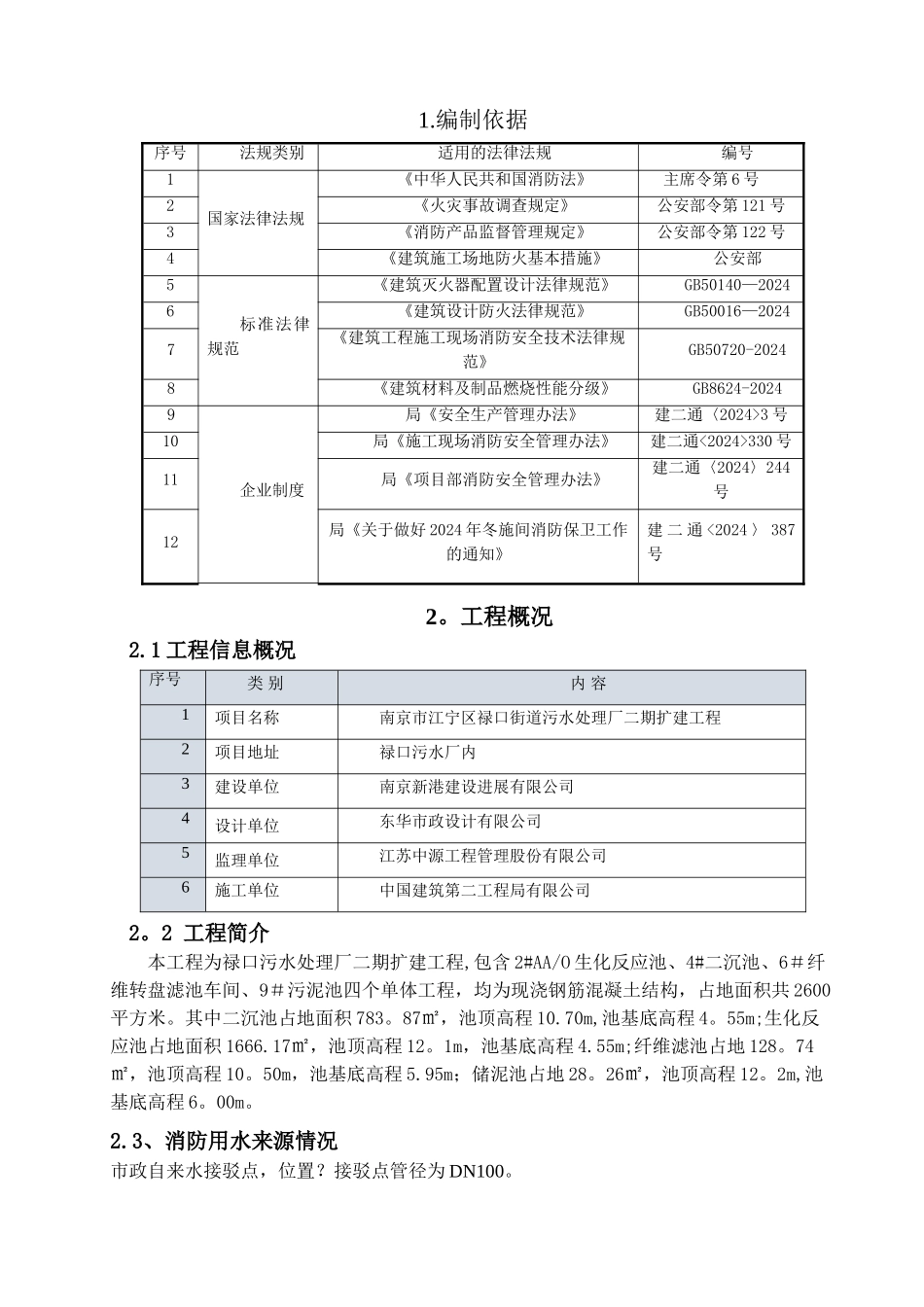 污水处理厂消防专项施工方案_第2页