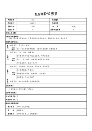 污水处理员岗位说明书