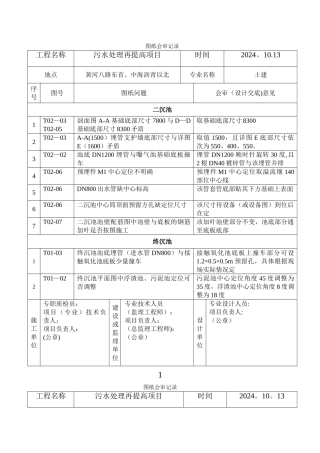 污水处理图纸会审记录