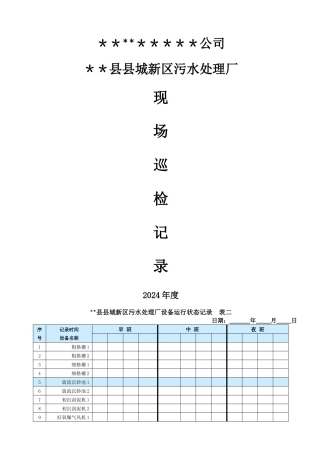 污水处理巡检记录表