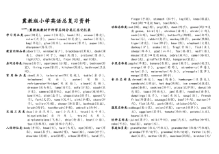 2025年冀教版六级英语总复习资料全