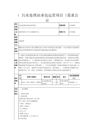 污水处理站承包运营项目