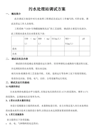 污水处理站调试方案