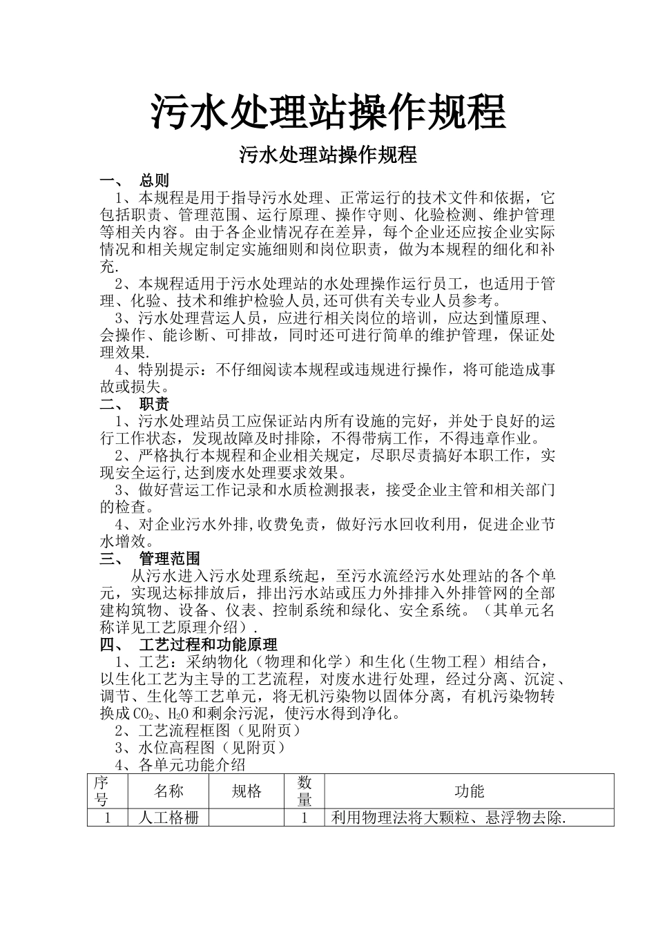 污水处理站通用操作规程_第1页