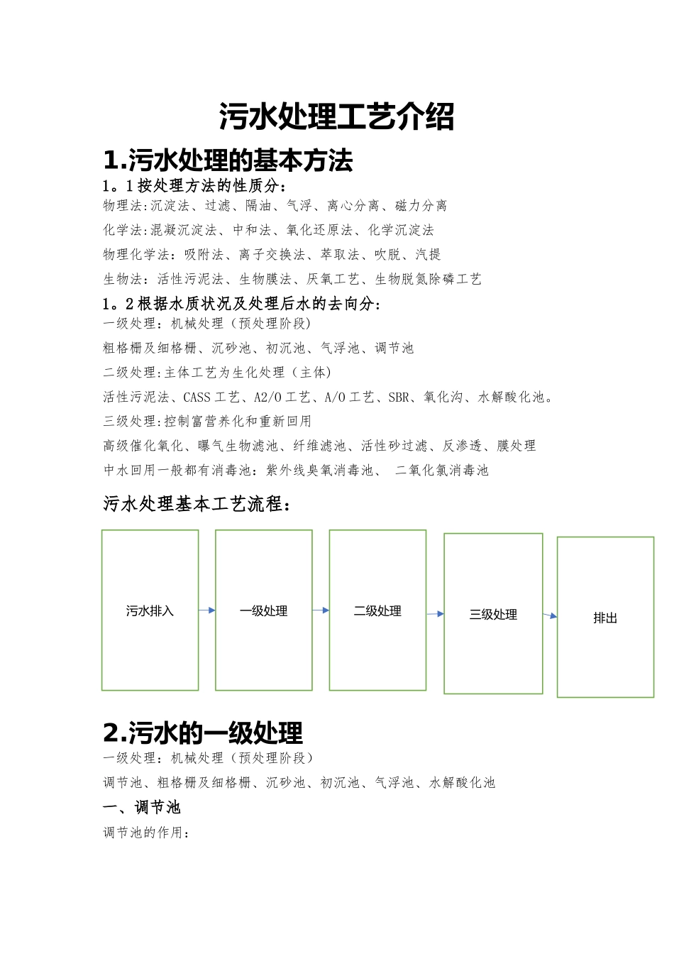 污水处理详细的工艺流程介绍_第1页