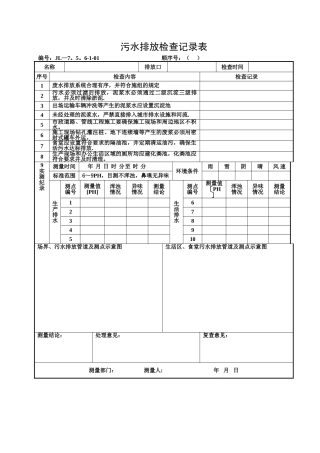 污水排放检查记录表