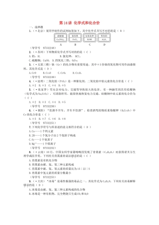 2025年中考化学总复习考点聚焦化学式和化合价试题