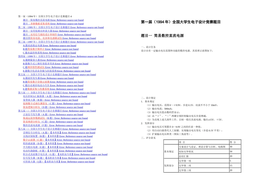2025年全国大学生电子设计竞赛历届题目_第1页