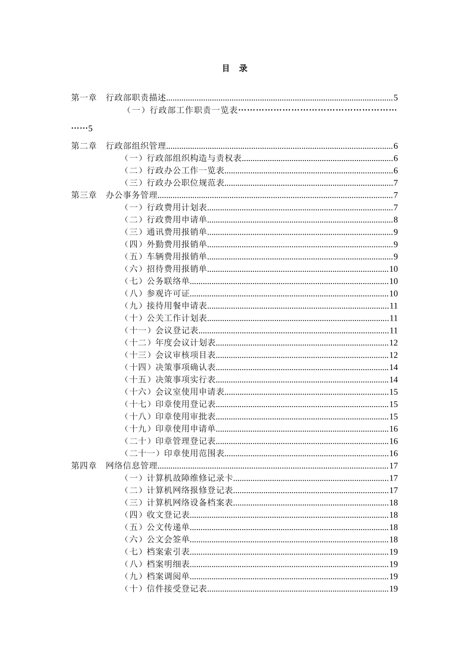 2025年办公室文员的几张表_第1页