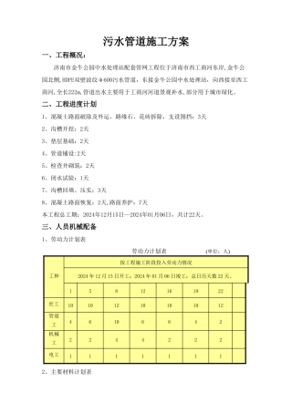 污水管道施工方案