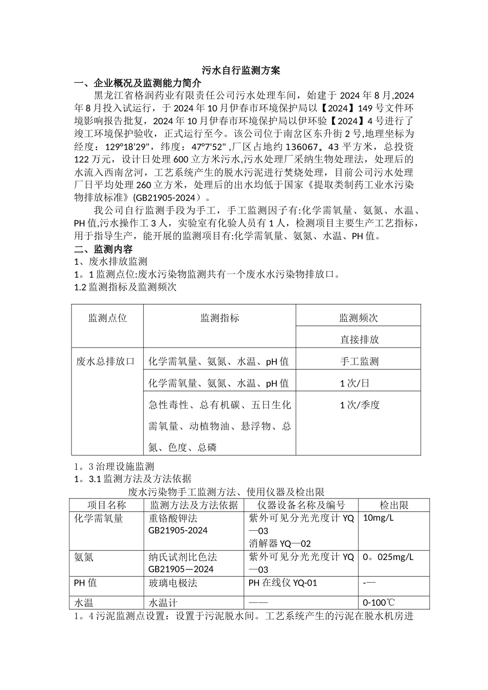 污水自行监测方案_第1页