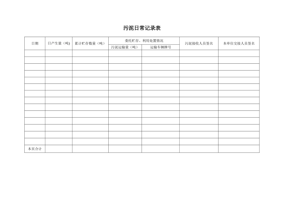 污泥日常记录表_第1页