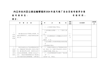 汽修厂安全目标考核评分表