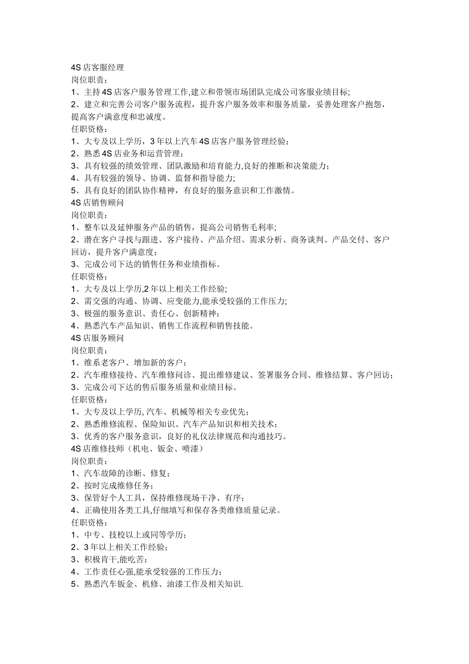 汽车4S店岗位职责-_第3页