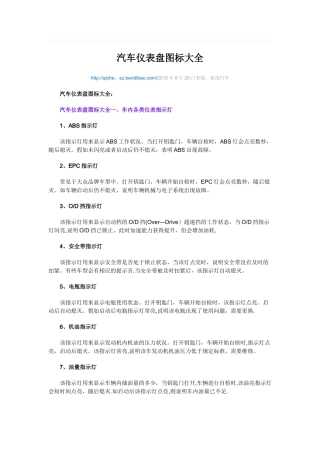 汽车仪表盘图标大全