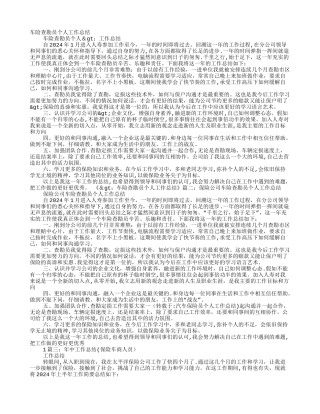 汽车保险员个人工作总结