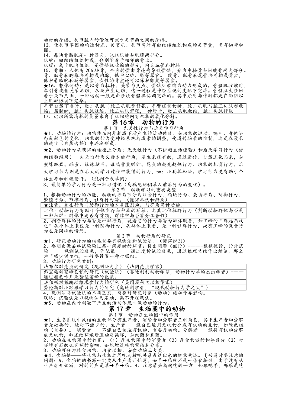 2025年北师大版八年级上册生物知识点总结_第2页