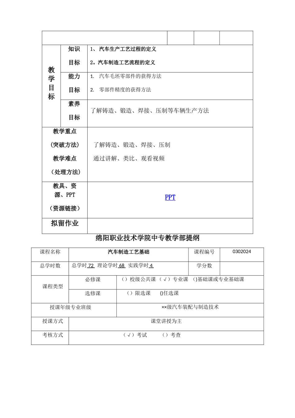 汽车制造工艺学教案新_第3页