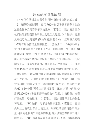 汽车喷漆操作流程